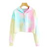 Sudadera Crop Top para Dama Tie Dye con Capucha