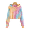 Sudadera Crop Top para Dama Tie Dye con Capucha